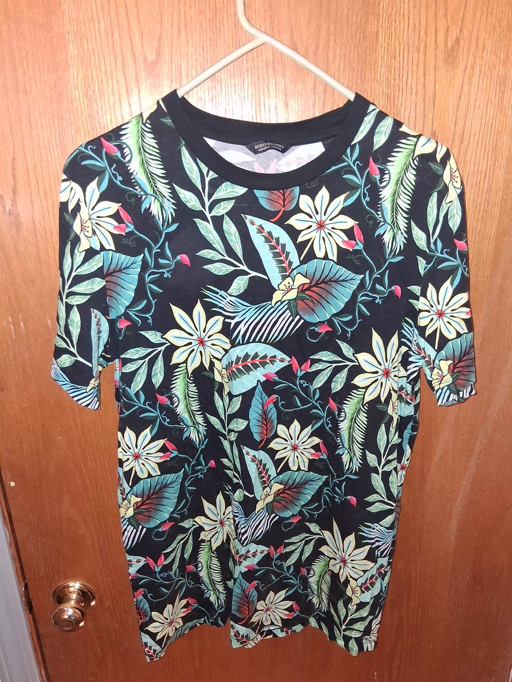 Short-Sleeve Floral Print Men’s Shirt by Scotch & Soda - Black/Green